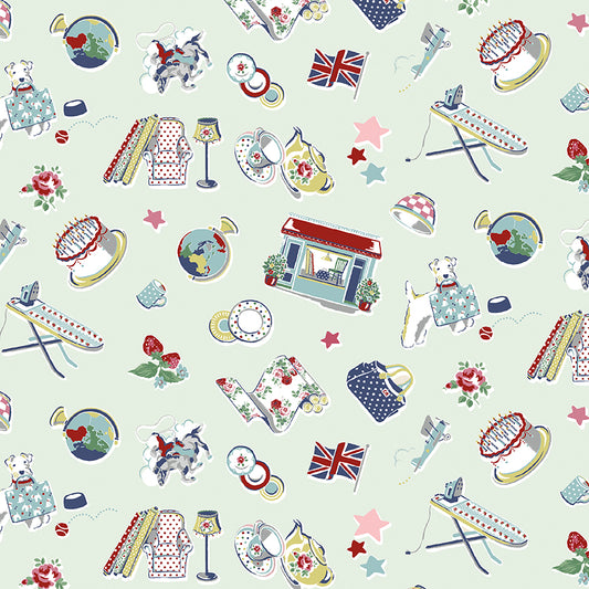 Signature Collection Icons C18371-Mist by Cath Kidston for Riley Blake Fabrics (sold in 25cm increments)