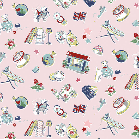 Signature Collection Icons C18371-Pink by Cath Kidston for Riley Blake Fabrics (sold in 25cm increments)