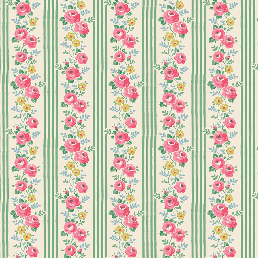 Signature Collection Stripe C18372-Green by Cath Kidston for Riley Blake Fabrics (sold in 25cm increments)