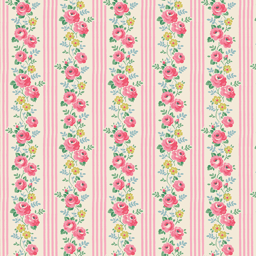 Signature Collection Stripe C18372-Pink by Cath Kidston for Riley Blake Fabrics (sold in 25cm increments)