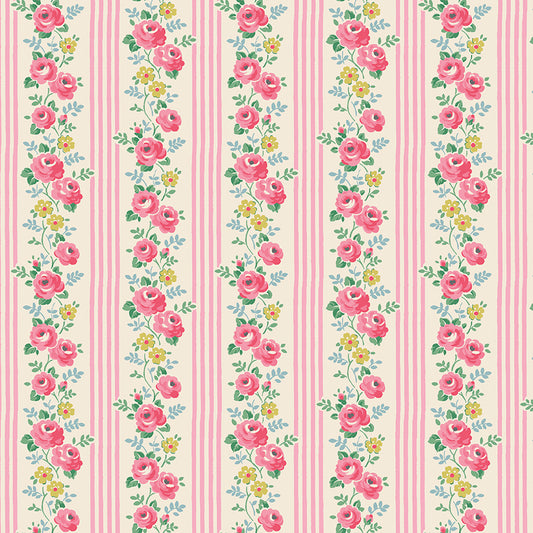 Signature Collection Stripe C18372-Pink by Cath Kidston for Riley Blake Fabrics (sold in 25cm increments)