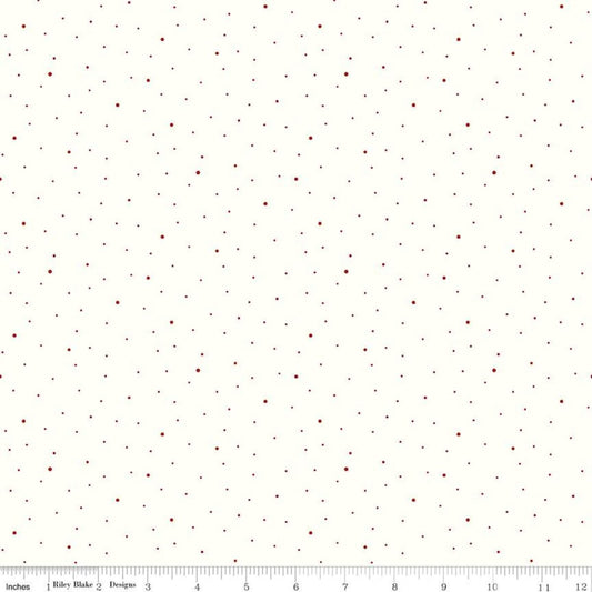 Dapple Dot on White Barn Red C645-BARNRED by Riley Blake (Sold in 25cm increments)