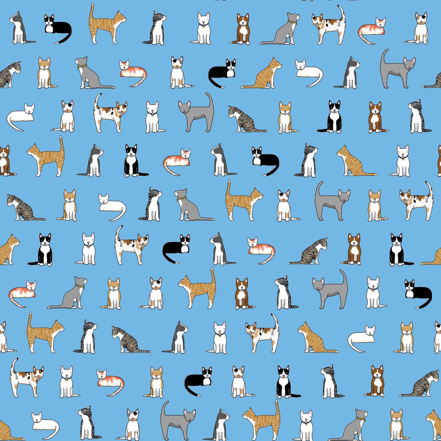 Cats on Blue by Red Tractor Designs (sold in 25cm increments)