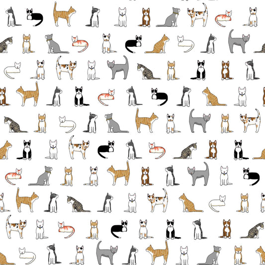 Cats on White by Red Tractor Designs (sold in 25cm increments)