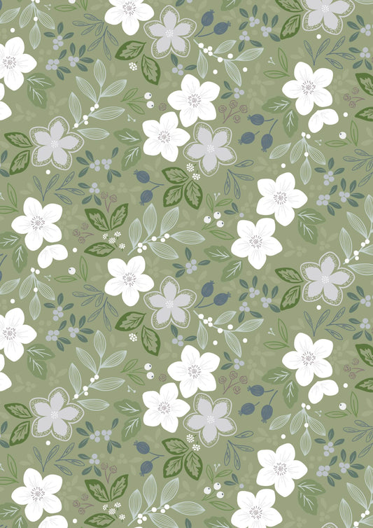 Winters Garden Winters Promise Light Green CC72.2 by Cassandra Connolly for Lewis & Irene (sold in 25cm increments)