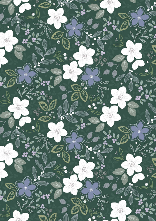 Winters Garden Winters Promise Forest Green CC72.3 by Cassandra Connolly for Lewis & Irene (sold in 25cm increments)