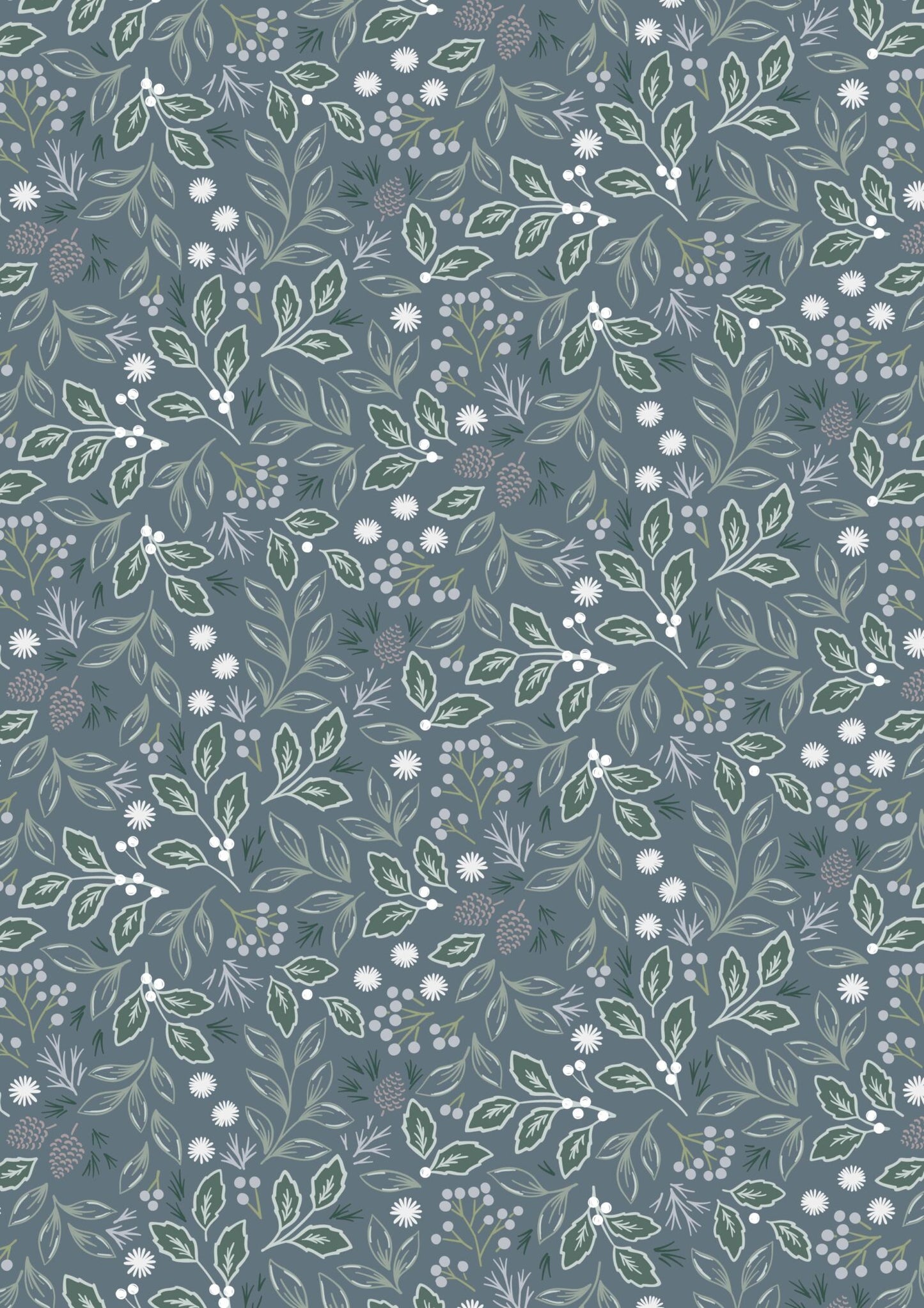 Winters Garden Quiet Beauty Blue Grey CC73.2 by Cassandra Connolly for Lewis & Irene (sold in 25cm increments)
