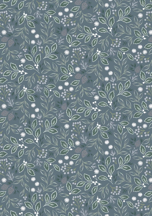 Winters Garden Quiet Beauty Blue Grey CC73.2 by Cassandra Connolly for Lewis & Irene (sold in 25cm increments)
