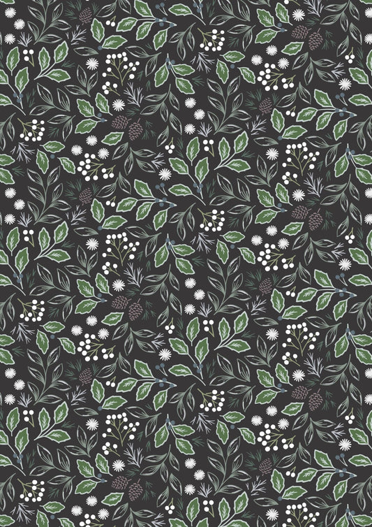 Winters Garden Quiet Beauty Charcoal CC73.3 by Cassandra Connolly for Lewis & Irene (sold in 25cm increments)