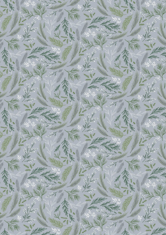 Winters Garden Evergreen Grey CC74.2 by Cassandra Connolly for Lewis & Irene (sold in 25cm increments)