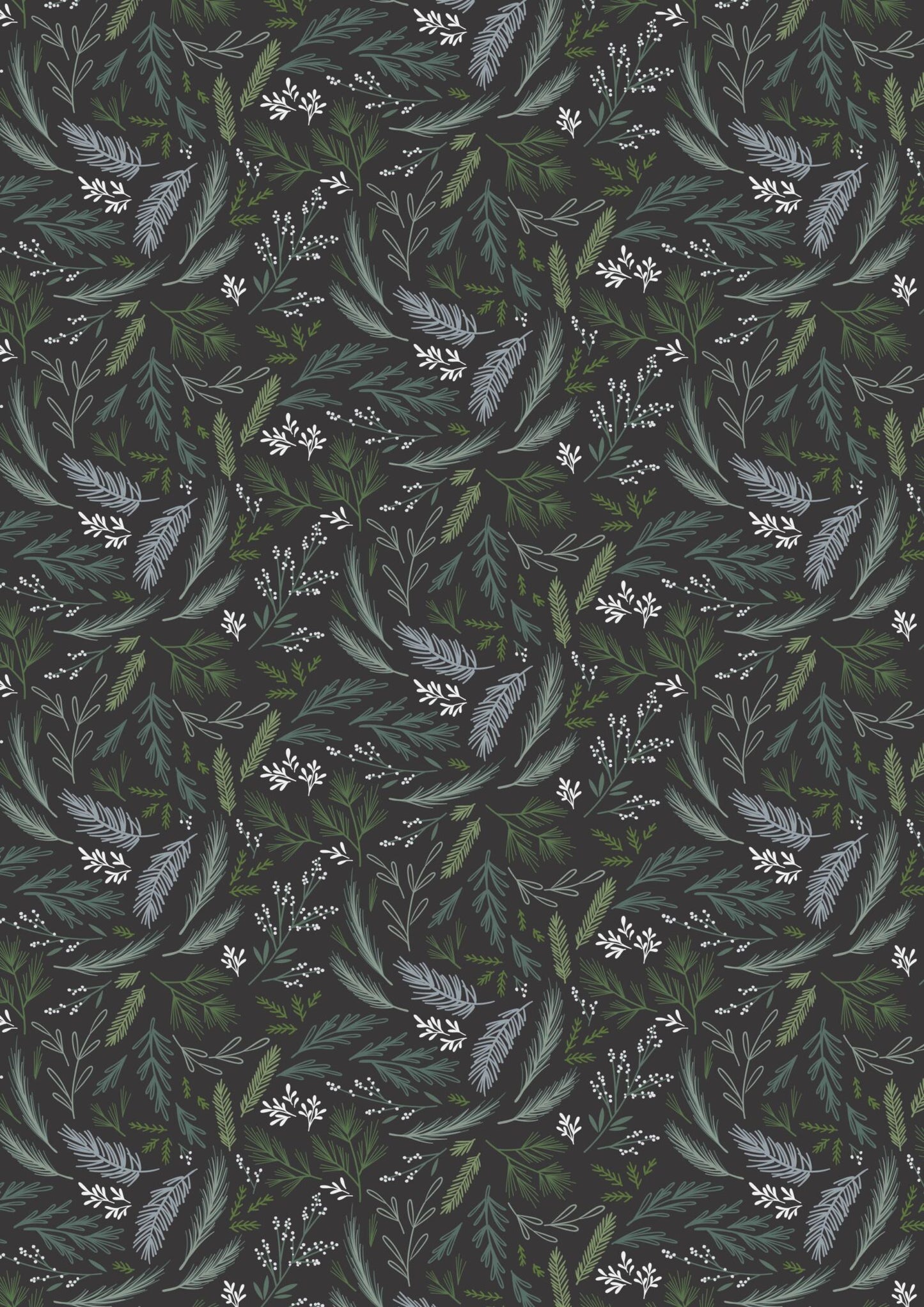Winters Garden Evergreen Charcoal CC74.3 by Cassandra Connolly for Lewis & Irene (sold in 25cm increments)