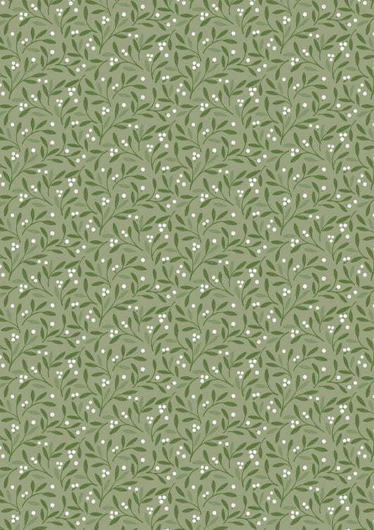 Winters Garden Mistletoe Charms Light Green CC75.2 by Cassandra Connolly for Lewis & Irene (sold in 25cm increments)