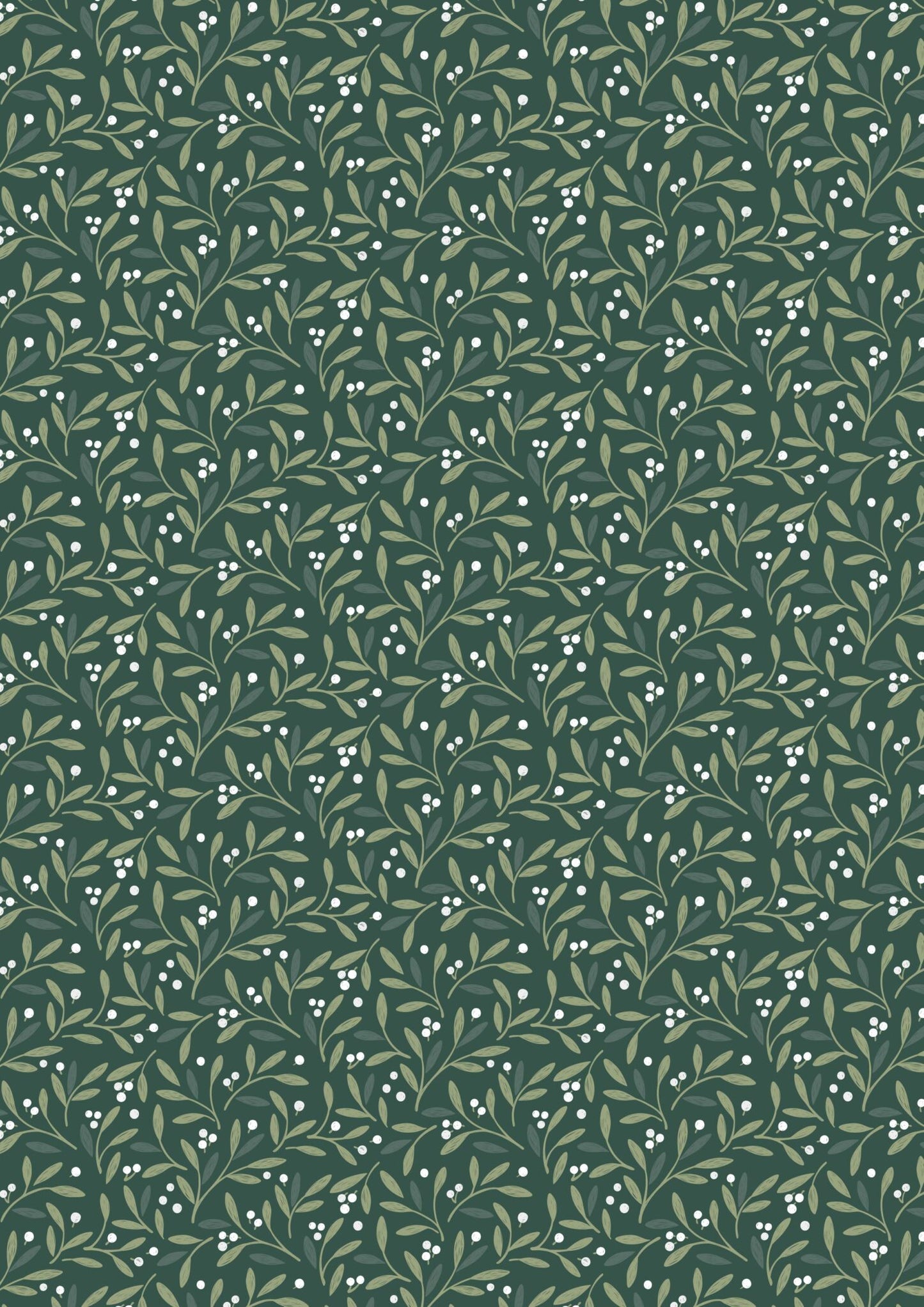 Winters Garden Mistletoe Charms Deep Forest Green CC75.3 by Cassandra Connolly for Lewis & Irene (sold in 25cm increments)