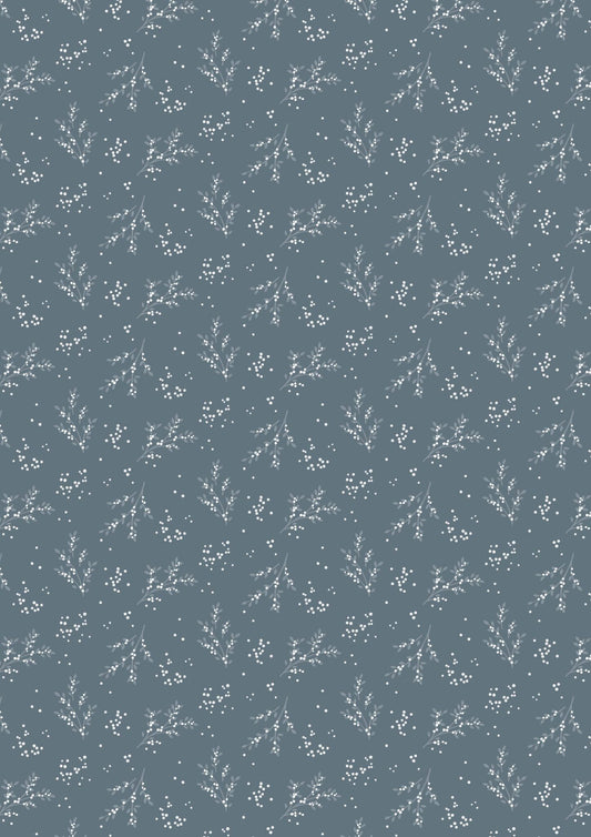 Winters Garden Winters Berry Blue Grey CC76.3 by Cassandra Connolly for Lewis & Irene (sold in 25cm increments)