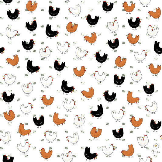 Chooks on White by Red Tractor Designs (sold in 25cm increments)