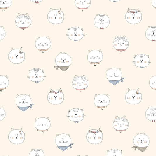 Kitten Fun Faces Light Pink Y4568-57 by Julia Khimich for Clothworks (sold in 25cm increments)