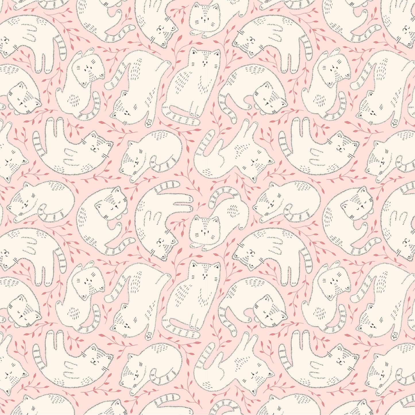 Kitten Fun Tossed Kittens Light Pink Y4569-41 by Julia Khimich for Clothworks (sold in 25cm increments)
