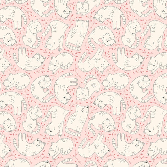 Kitten Fun Tossed Kittens Light Pink Y4569-41 by Julia Khimich for Clothworks (sold in 25cm increments)