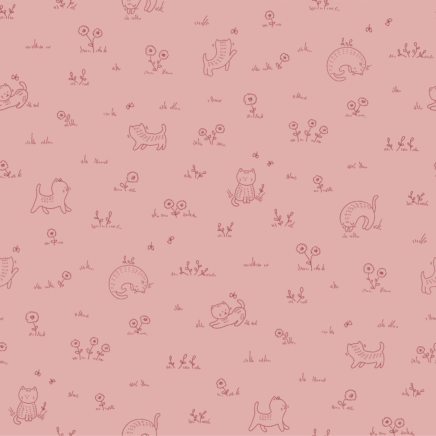 Kitten Fun Playful Tonal Pink Y4570-40 by Julia Khimich for Clothworks (sold in 25cm increments)