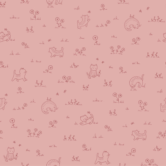 Kitten Fun Playful Tonal Pink Y4570-40 by Julia Khimich for Clothworks (sold in 25cm increments)