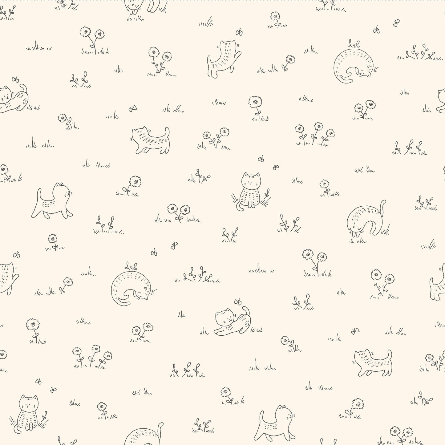 Kitten Fun Playful Tonal Cream Y4570-57 by Julia Khimich for Clothworks (sold in 25cm increments)