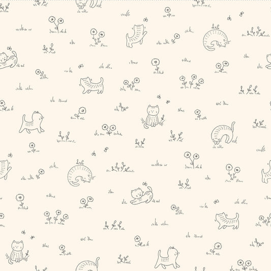 Kitten Fun Playful Tonal Cream Y4570-57 by Julia Khimich for Clothworks (sold in 25cm increments)