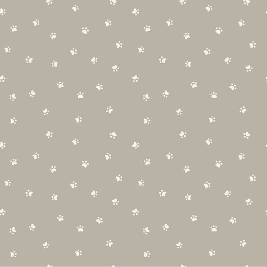 Kitten Fun Paw Prints Taupe Y4572-62 by Julia Khimich for Clothworks (sold in 25cm increments)