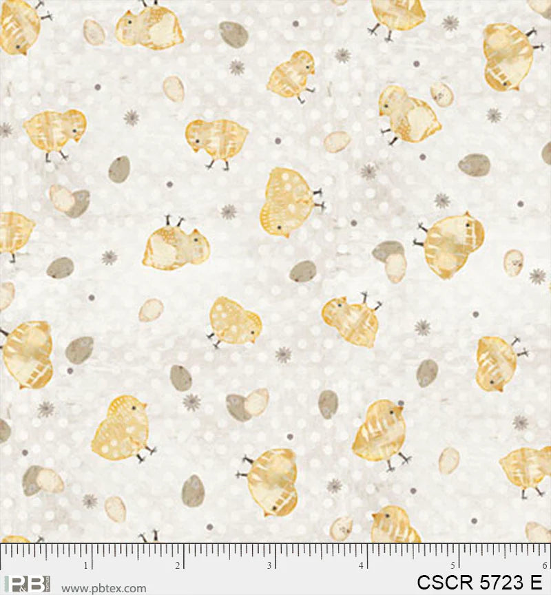 Chicken Scratch Baby Chicks PB5723E by Courtney Prahl for P & B Textiles (sold in 25cm increments)