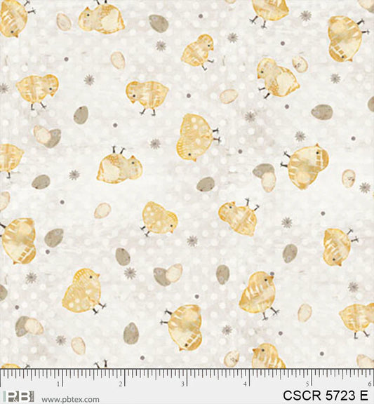 Chicken Scratch Baby Chicks PB5723E by Courtney Prahl for P & B Textiles (sold in 25cm increments)