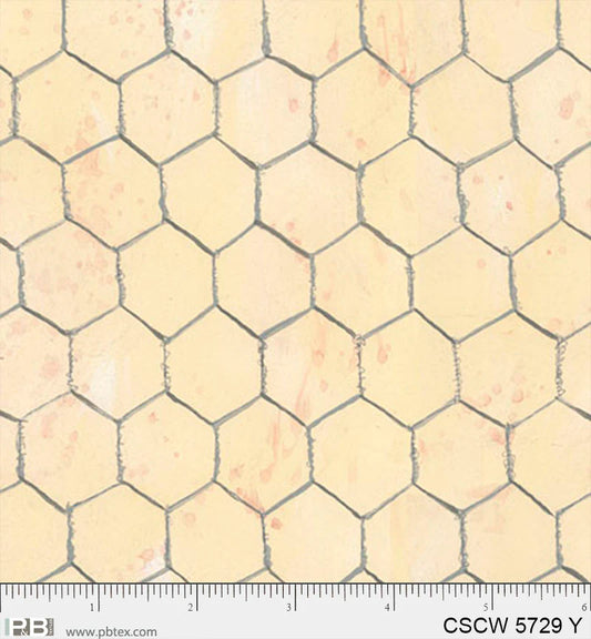 Chicken Scratch Chicken Wire Wideback Yellow PB5729Y by Courtney Prahl for P & B Textiles (sold in 25cm increments)