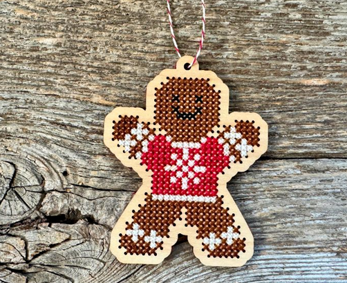Gingerbread Man Ornament Cross Stitch Kit from Canadian Stitchery