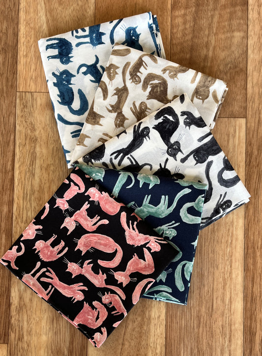 Cats Fat Quarter Bundle Lawn Fabric by Hokkoh