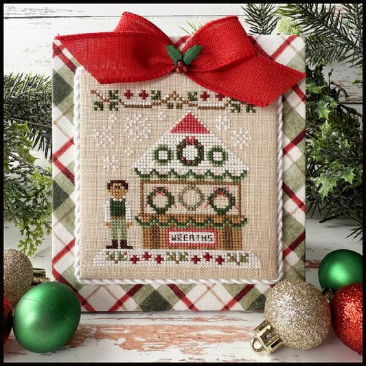 Christmas Market Christmas Wreath Stand Cross Stitch Pattern Country Cottage Needleworks