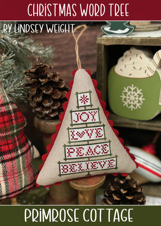 Christmas Word Tree Cross Stitch Pattern Primrose Cottage Stitches