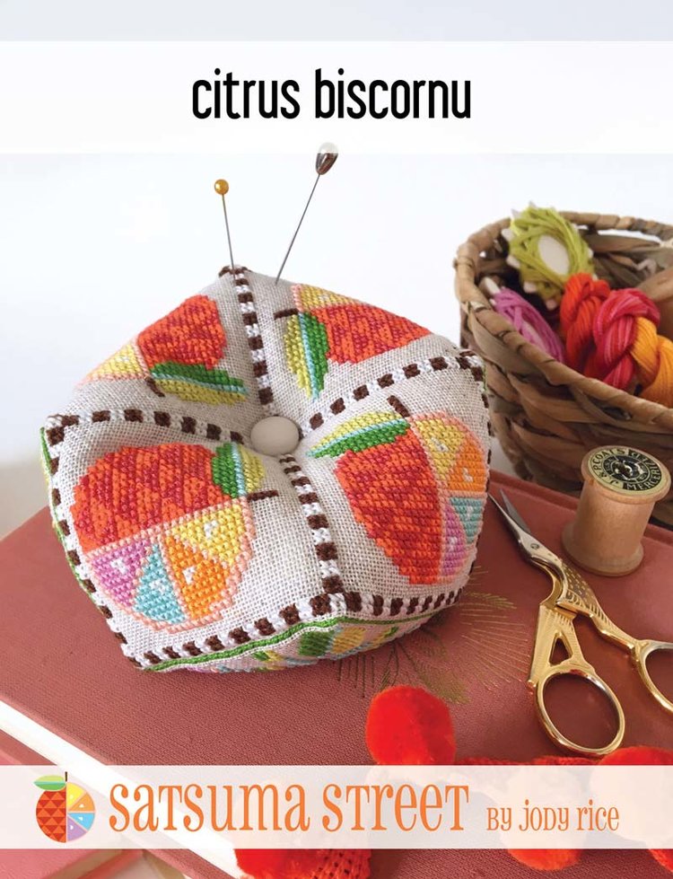 Citrus Biscornu Cross Stitch Pattern by Satsuma Street