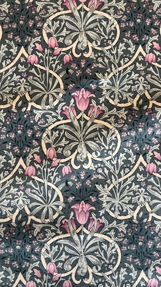 Country Floral Collection Morris Grey Blue Lilac 65730-103 by Nakamura for Nutex Fabrics (Sold in 25cm increments)