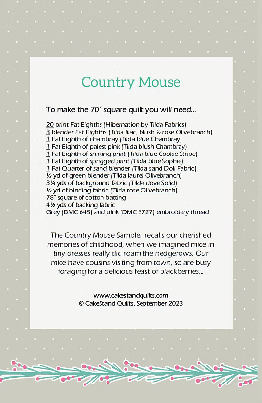 Country Mouse Quilt Pattern By CakeStand Quilts