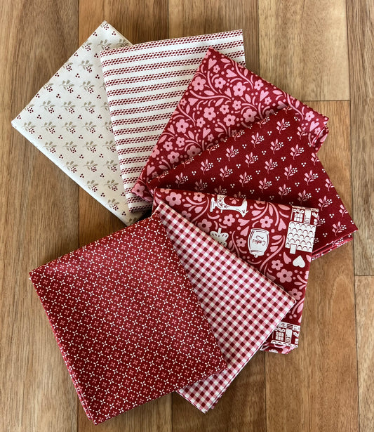 Cozy House Red Fat Quarter Bundle by Judy Jarvi for Andover Fabrics