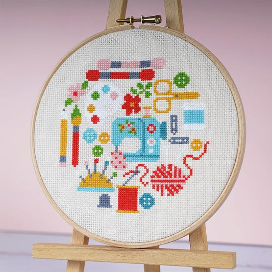 Oh Sew Crafty Cross Stitch Kit by Caterpillar Cross Stitch