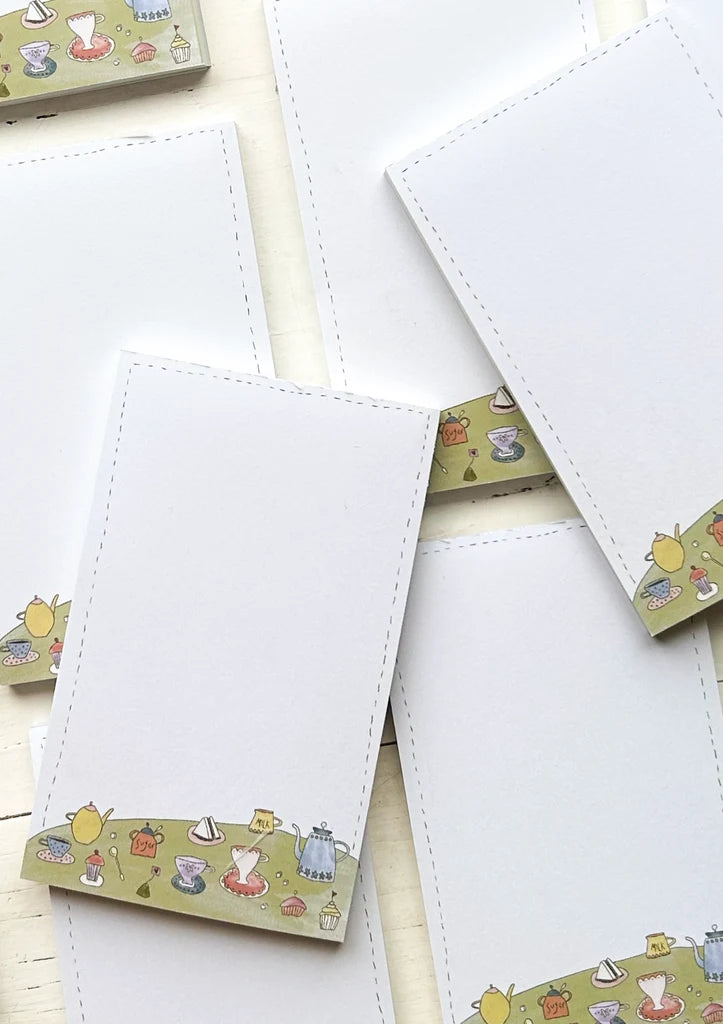 Cup Of Tea Notepad by Anni Downs of Hatched and Patched