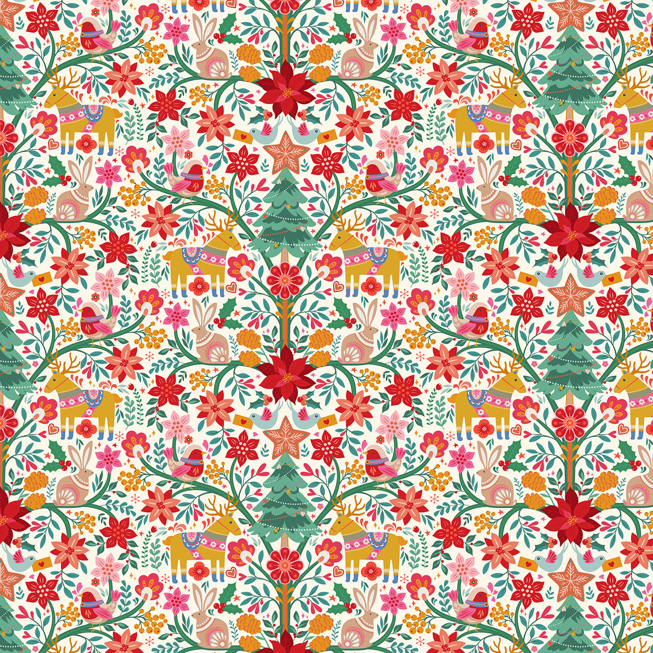 Deck the Halls Nordic Noel D1062 by Geetanjali Behera for Thead and Ink Designs (sold in 25cm increments)