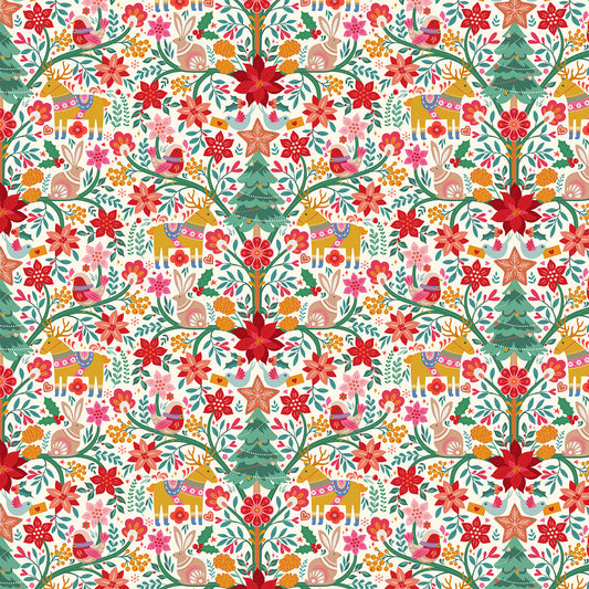 Deck the Halls Nordic Noel D1062 by Geetanjali Behera for Thead and Ink Designs (sold in 25cm increments)