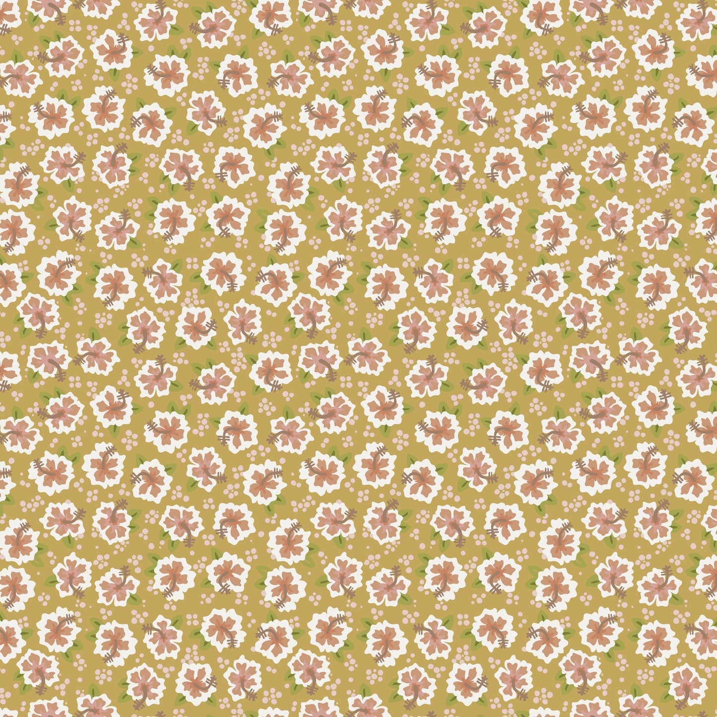 Sunkissed Sojourn Tan Hibiscus DV6108 by Natalie Bird of Birdhouse Designs for Devonstone (sold in 25cm increments)