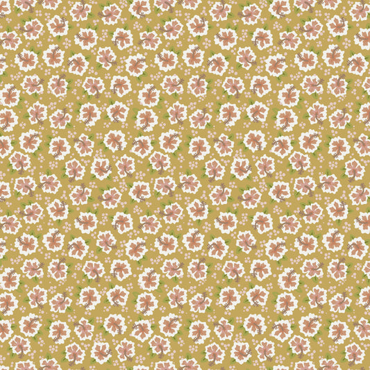 Sunkissed Sojourn Tan Hibiscus DV6108 by Natalie Bird of Birdhouse Designs for Devonstone (sold in 25cm increments)