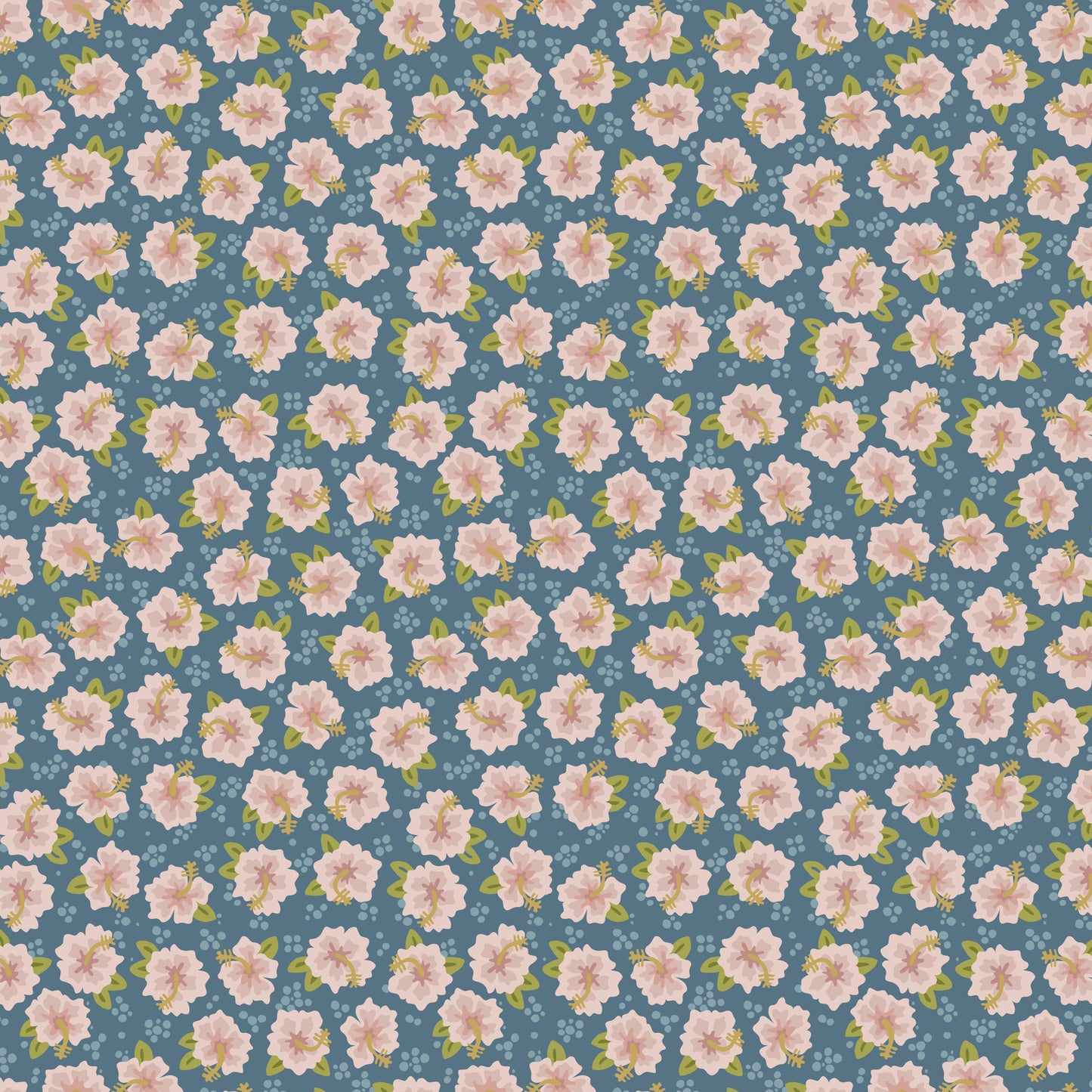 Sunkissed Sojourn Blue Hibiscus DV6109 by Natalie Bird of Birdhouse Designs for Devonstone (sold in 25cm increments)