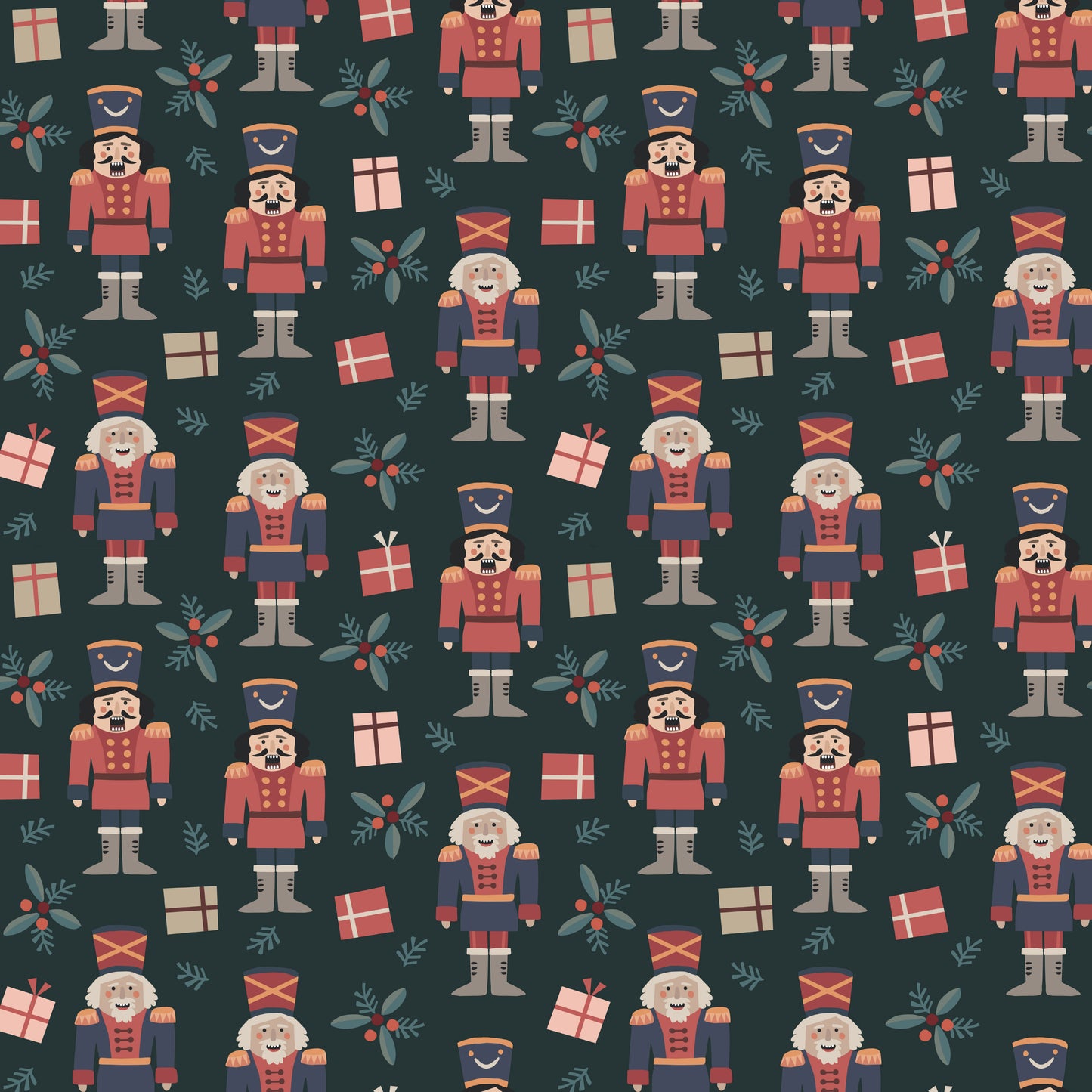 Twas The Night Nutcrackers Navy DV6392 by Devonstone (sold in 25cm increments)