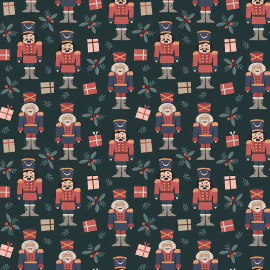 Twas The Night Nutcrackers Navy DV6392 by Devonstone (sold in 25cm increments)