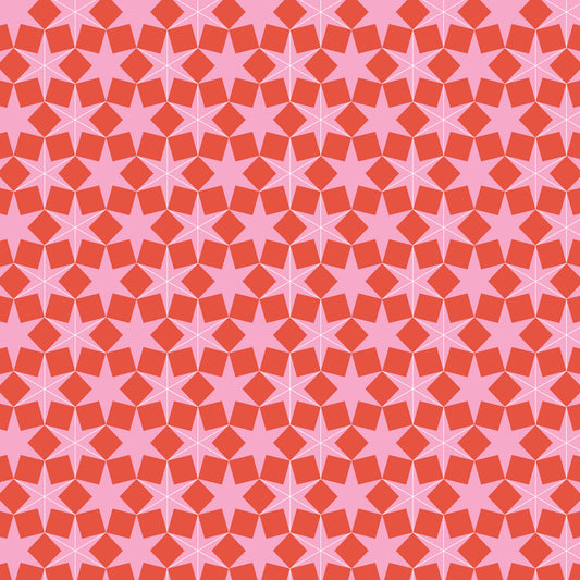 Deck The Halls Pink Star DV6923 by Devonstone Fabrics (sold in 25cm increments)