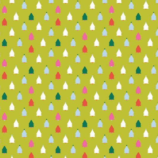 Deck The Halls Green Trees DV6928 by Devonstone Fabrics (sold in 25cm increments)