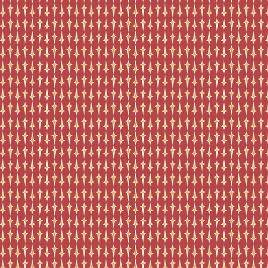 Pocketful of Joy Stars Dark Red DV7192 by Natalie Bird for Devonstone Fabrics (sold in 25cm increments)
